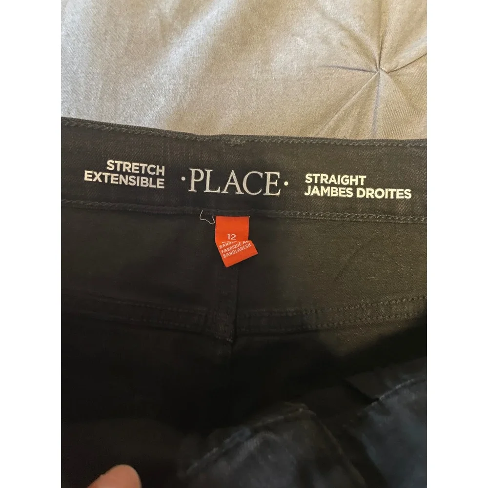 The Children's‎ Place Boys Black Straight Leg Stretch Jeans Size 12 NWT